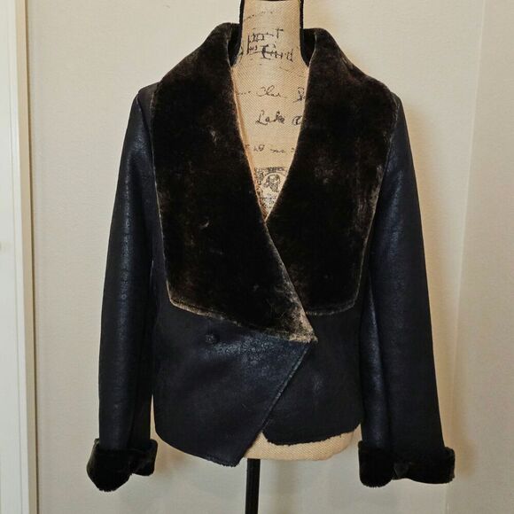 Romeo and Juliet Faux Leather and Faux Fur Jacket Size 7 - Picture 1 of 8